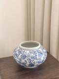 Blue and white floral ceramic vase, Vase Vale by FAUX Dubai