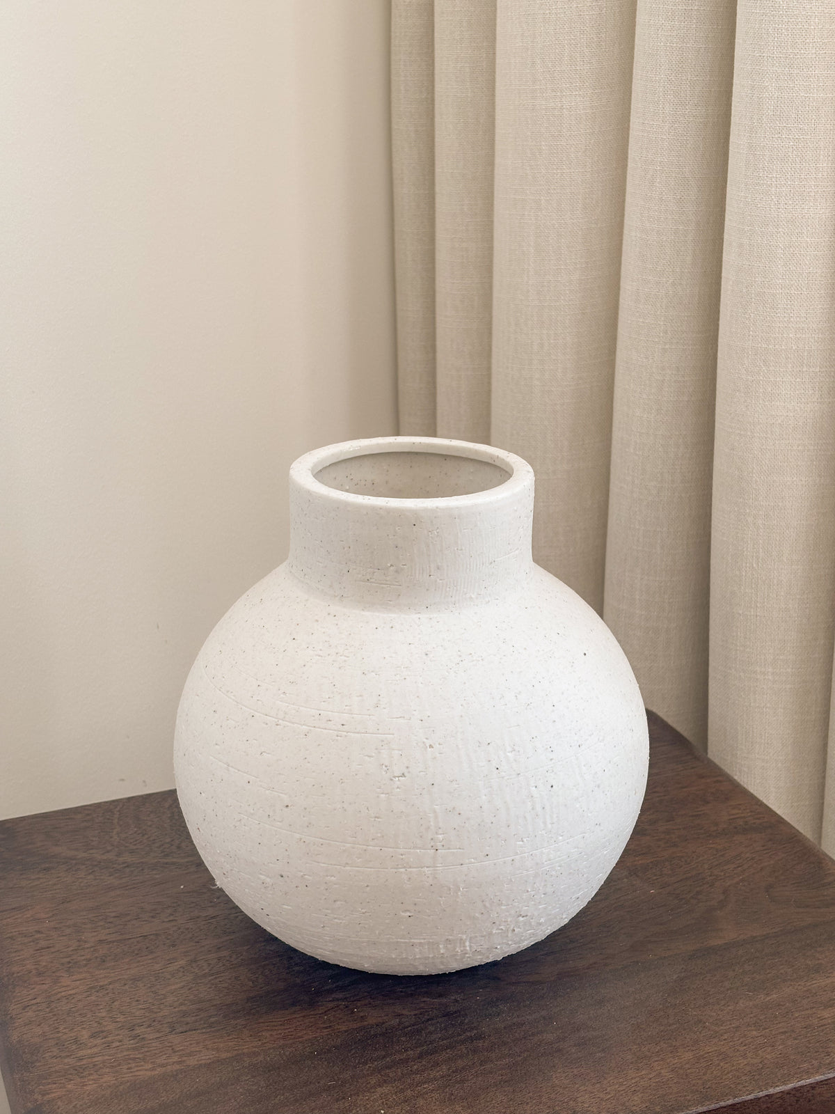 White speckled ceramic vase with narrow neck, Vase Cove by FAUX Dubai